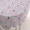 Biante Dekoračný oválny obrus PML-068 Ružové kvety na sivofialovom 140x160 cm