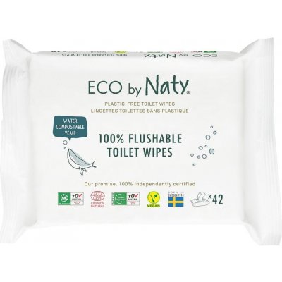 ECO by Naty vlhčené splachovatelné obrúsky s funkciou toaletného papiera bez vône 3 x 42 ks