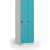 Kovová šatníková skrinka S1, 2-dverová, 1850 x 600 x 500 mm, zámok s čítačkou RFID kariet, zelené dvere