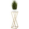 HowHomely Stojan na kvety LOFT DD0333 70 x 24 cm zlatá/biela