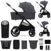KINDERKRAFT Kočík kombinovaný Nea 2 2v1 Dark Grey + Fusak 3v1 Jibot Horizontal Ink Black
