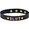Liebe Seele Choker Slut (Gold), kožený fetiš obojok