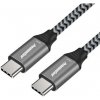 PremiumCord ku31cr15 USB-C ( USB 3.2 GEN 2, 3A, 60W, 20Gbit/s ) bavlněný oplet, 1,5m