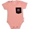 Baby Nellys Bavlnené rebrované body s kapsičkou, kr. rukáv, Summer Boy - marhuľové,veľ. 86, 86 (12-18m)