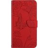 Peňaženkové puzdro Embossing Pattern Motýľ a ruže červené – Motorola Moto G54 5G / G54 5G Power Edition