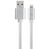GEMBIRD Kábel CABLEXPERT USB 2.0 Lightning (IP5 a vyšší) nabíjací a synchronizačný kábel, opletený, 1,8m, strieborný, blister CCB-mUSB2B-AMLM-6-S