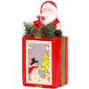 Dekorácia MagicHome Vianoce, Darček so santom, LED, terakota, závesný, 9x8x17,7 cm