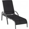 Záhradné lehátko Welsby, sivá/matná čierna, 162-207 x 66 x 66-110 cm