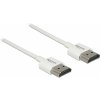 Delock HDMI prepojovací kábel Zástrčka HDMI-A 0.25 m biela 85120 pozlátené kontakty, 4K UHD, krútený, trojžilový tienený HDMI kábel; 85120