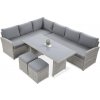 Záhradná rohová pohovka z umelého ratanu SALO + VAKY Stone sivá