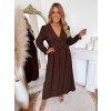 ZAZZA Dlhé hnedé šaty dlhým rukávom Veľkosť: XL