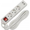 Platinet | Predlžovací kábel s vypínačom 3Z+2xUSB-A+1xUSB-C 3m SCHUKO biela | FL3G3WUSB