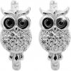 Strieborné detské náušnice krúžky sova s ​​čírymi zirkónmi