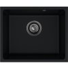 Sink Quality Crypton 55, kuchynský granitový drez 460x375x205 mm + čierny sifón, čierna, SKQ-CRY.C.1KBO.55.XB