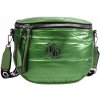 Moderná dámska crossbody kabelka / ľadvinka metalická zelená