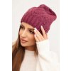 Kesi Dámska zimná čiapka z vlny a geometrickým vzorom K479 tmavo fialová biela | fialová One size Kesi 5907302905819