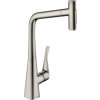 Hansgrohe Metris Select M71 - Kuchynská páková batéria 320, vyťahovateľná sprška, 2jet, sBox, nerez 73816800