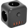 Kobi | Rozbočovacia zásuvka s vypínačom LINEA 3x230V + 4xUSB A/C čierna | KB0441