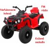 JOKO Elektrická štvorkolka s nafukovacími kolesami, kožené sedadlo, FM rádio, červená