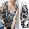 REBELULU Dočasné tetovanie tetovačka veľký rukáv, vodotesná dočasná tetovacia nálepka, Muži, Totemové tetovanie, Virgin Mary Dove Jesus