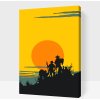 Vymalujsisam.sk Maľovanie podľa čísiel - Silueta kovbojov Veľkosť: 20x30cm, Rám: Na plastovej doske