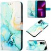 Peňaženkové kožené puzdro Marble Flip na Xiaomi Redmi Note 10/10S - Green