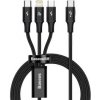 Baseus CAMLT-SC01 Rapid Series 3v1 USB-C (Micro USB/Lightning/USB-C) PD 20W, 1,5m, černý