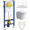Mereo WC set - Rimless WC hranaté, modul pre sadrokartón, biele hranaté tlačidlo