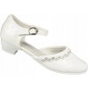Komunijné poltopánky Balerínky Lak PODPÄTOK KOŽA B BIELE r38