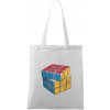 Rubikova kocka kreslená - Taška bavlnená - 42 x 38 cm ( Biela )