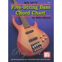 Five-String Bass Chord Chart dvojlist s najdôležitejšími akordmi na 5-strunovú basovú gitaru