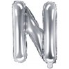 PartyDeco Fóliový balón Mini - Písmeno N 35cm strieborný