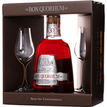 Ron Quorhum 30 Aniversario 40% 0,7 l (dárčekové balenie 2 poháre)