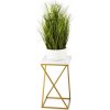 HowHomely | Stojan na kvety LOFT 40x24 cm zlatá/biela | DD0334