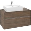 VILLEROY & BOCH Collaro závesná skrinka pod umývadlo na dosku (umývadlo vľavo), 2 zásuvky, s LED osvetlením, 1000 x 500 x 548 mm, Arizona Oak, C126B0VH