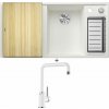 Blanco AXIA III 6 S biela s excentrom + drevená krájacia doska 523466 + Blanco MILI biela 523107