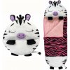 Happy Nappers 2v1 Spací vak a vankúš - Zebra - čierno-ružová IMC Toys