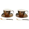 HOME ELEMENTS Porcelánová šálka a podšálka Klimt Bozk tmavý 2 x 250 ml