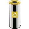 Alda Kovový odpadkový kôš Prestige EKO na triedený odpad, objem 45 l, žltý