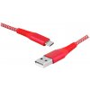 USB kábel - microUSB, 1m, červený.