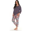 Taro Elegantné dámske pyžamo s krajkou na ramenách Vita fialová