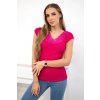 Blouse with lace neckline fuchsia červená Kesi 5907302232779