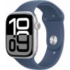 Apple Watch Series 10 GPS, 42mm stříbrné hliníkové pouzdro s džínovým sportovním páskem – velikost S/M
