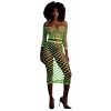 Ouch! Glow in the Dark Long Sleeve Crop Top and Long Skirt Neon Green