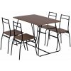 ModernHome Paris Jedálenský set Stôl + 4 stoličky, MDF + oceľ, tmavé drevo