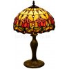 Tiffany stolná lampa TulipsRed 214 Huizhou Oufu Lighting v.48xš.30,sklo/kov,40W