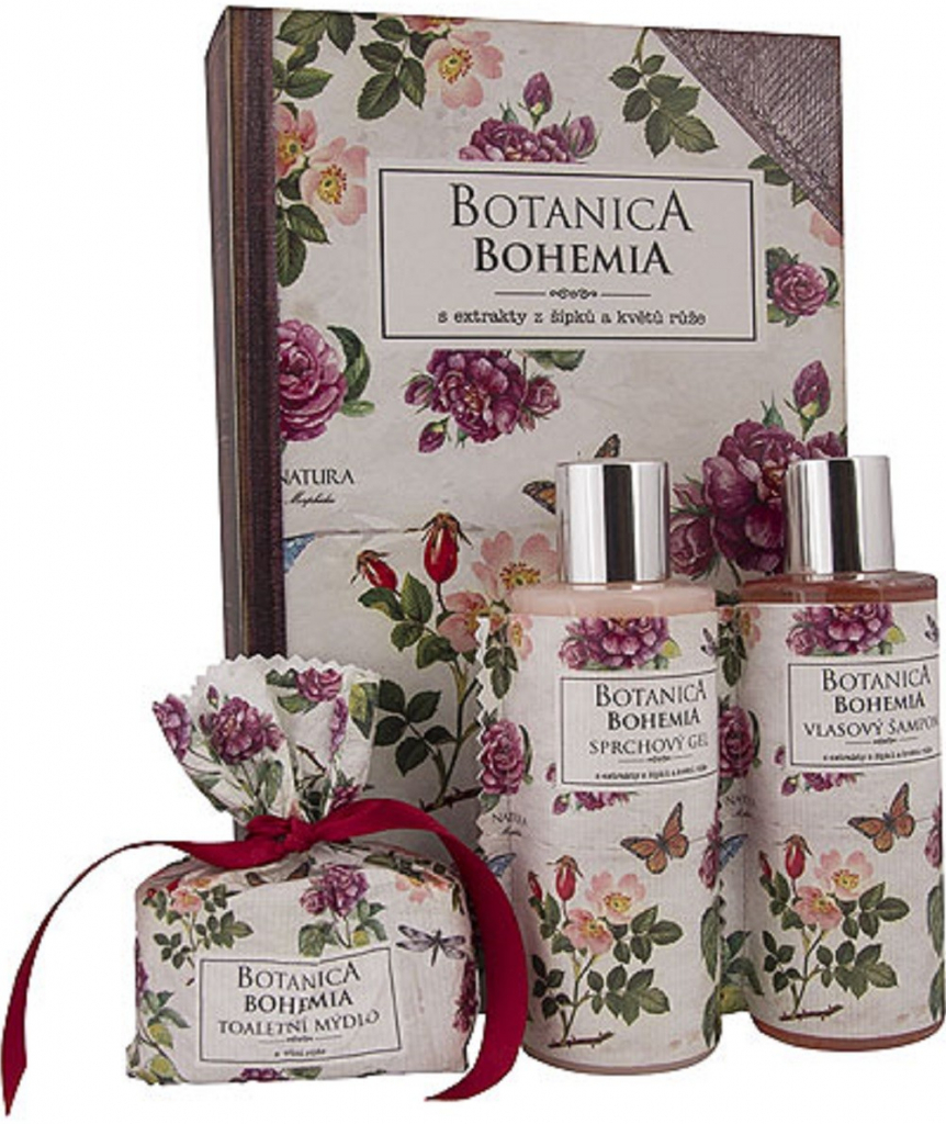 Bohemia Gifts & Cosmetics Botanica Šípek a ruže sprchový gél 200 ml + šampón na vlasy 200 ml + toaletné mydlo 100 g darčeková sada