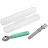 Melii Detská vidlička a lyžička s puzdrom sivá/mätová