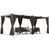 Garden Point terasová pergola La Palma 3x6 m so závesmi Hnedá