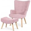 Kreslo ušiak s podnožkou AK-302 PINK2, poťah ružová látka